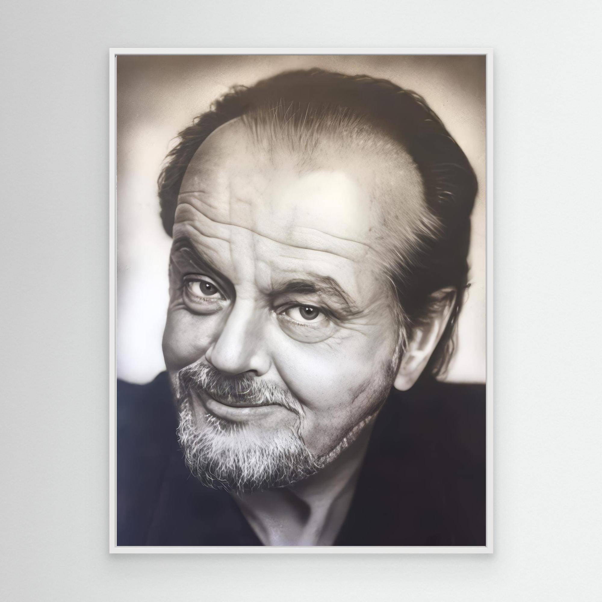 Timeless Monochrome Portrait with a Captivating Smile - Jack Nicholson Print