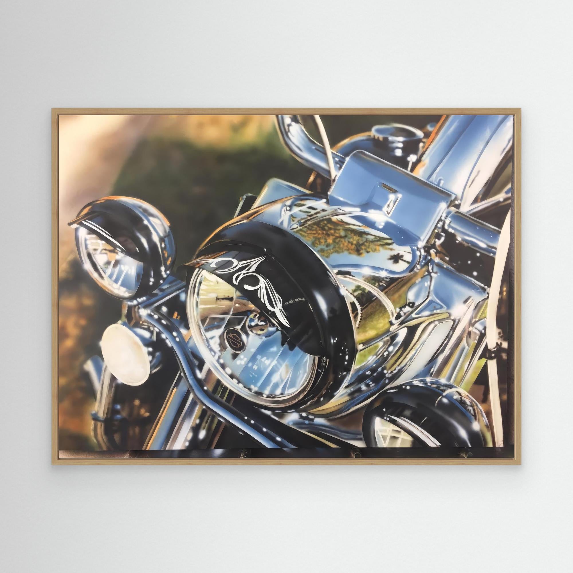 Vintage Motorcycle Art: Stunning Chrome Reflection Artwor