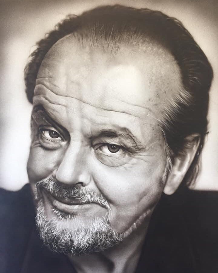 Timeless Monochrome Portrait with a Captivating Smile - Jack Nicholson