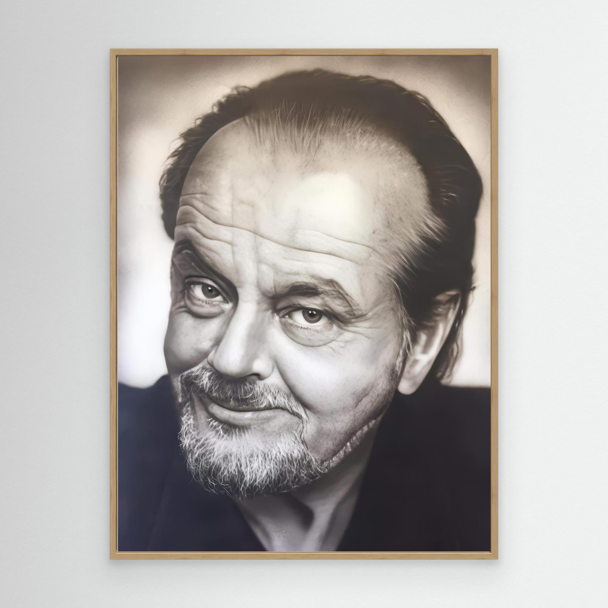 Timeless Monochrome Portrait with a Captivating Smile - Jack Nicholson Print