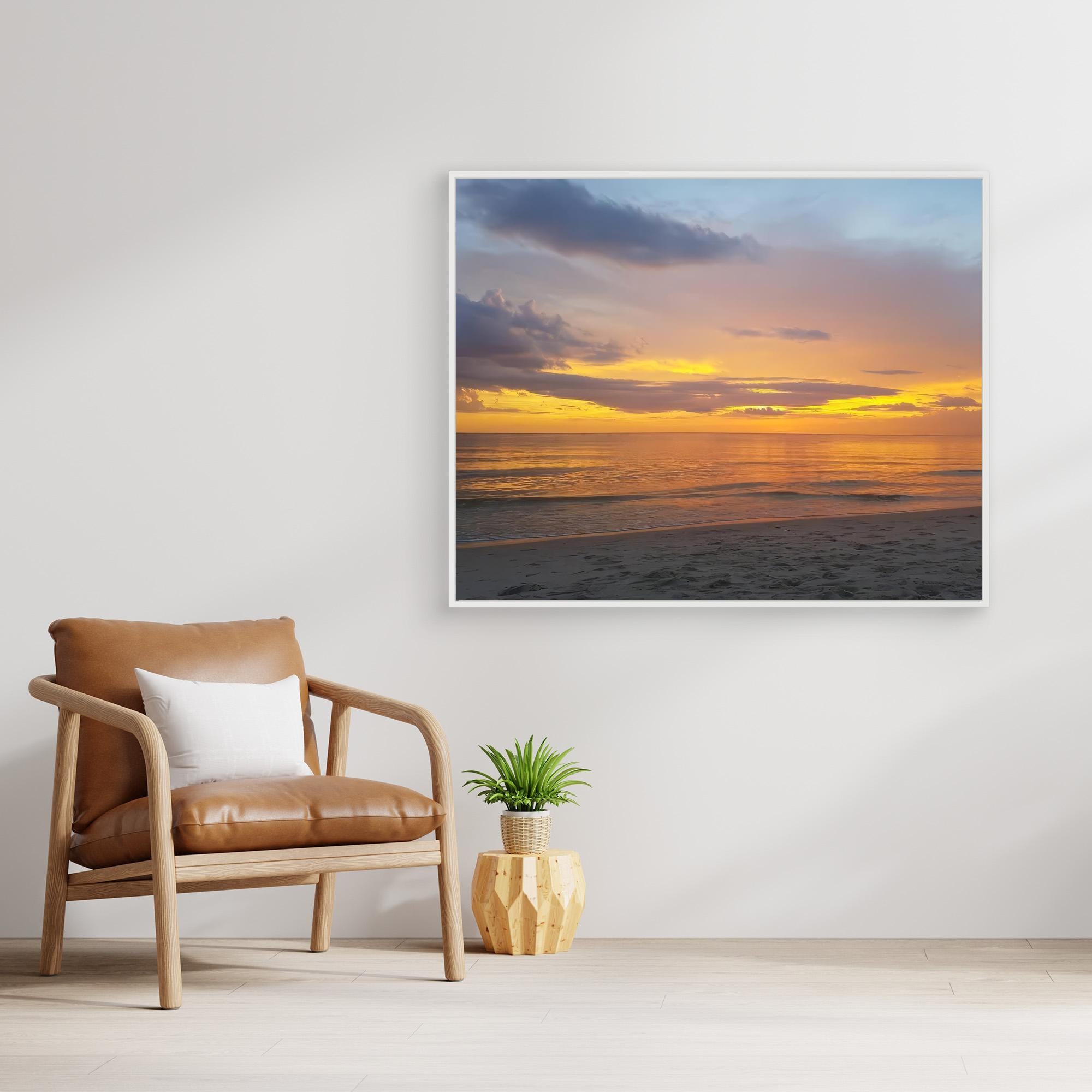 Peaceful Beach Scene with Sunset Reflection