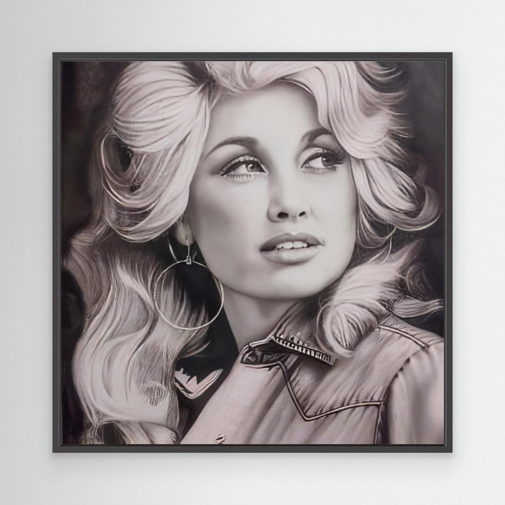 Reflections of Beauty: An Elegant Monochrome Portrait - Dolly Parton Print