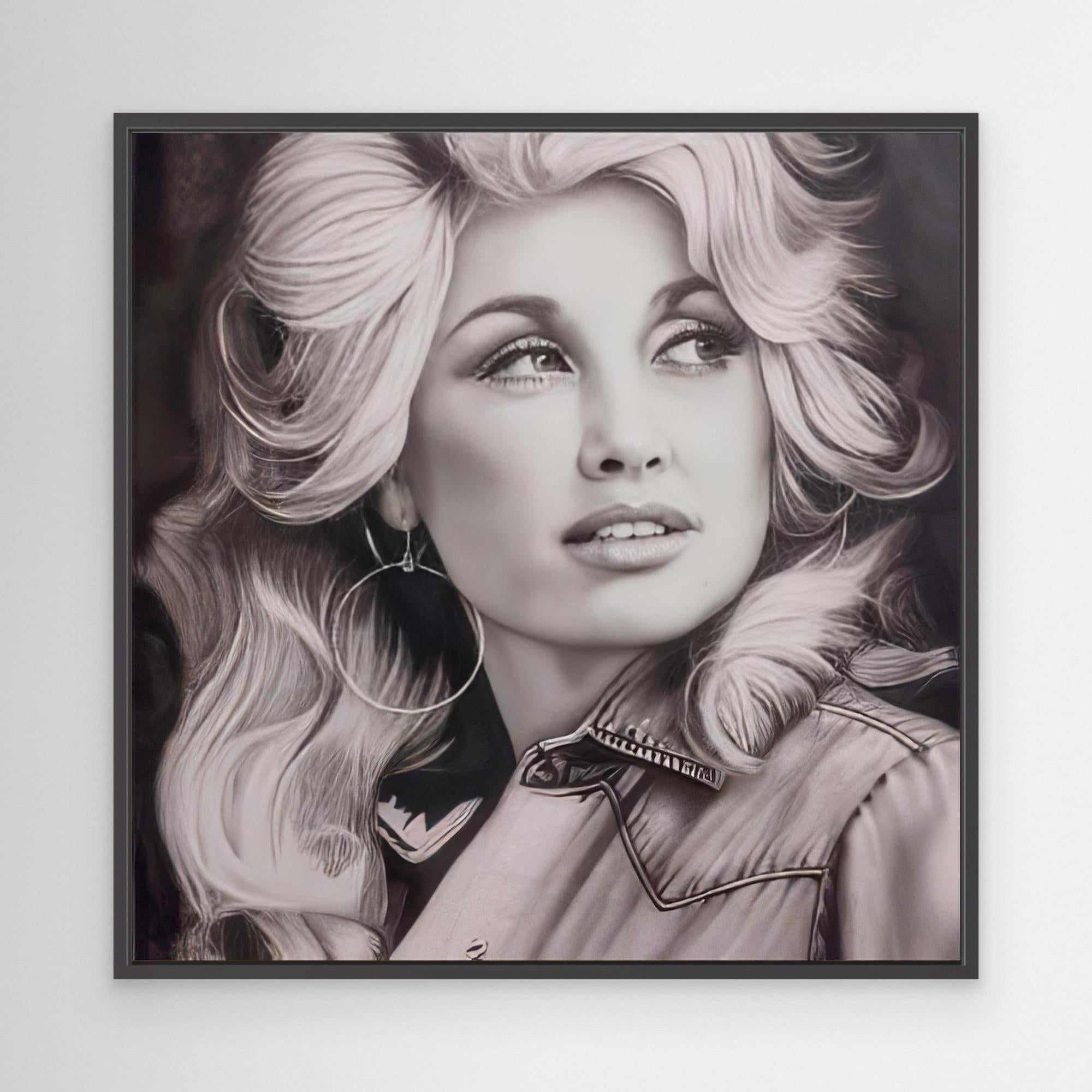 Reflections of Beauty: An Elegant Monochrome Portrait - Dolly Parton Print