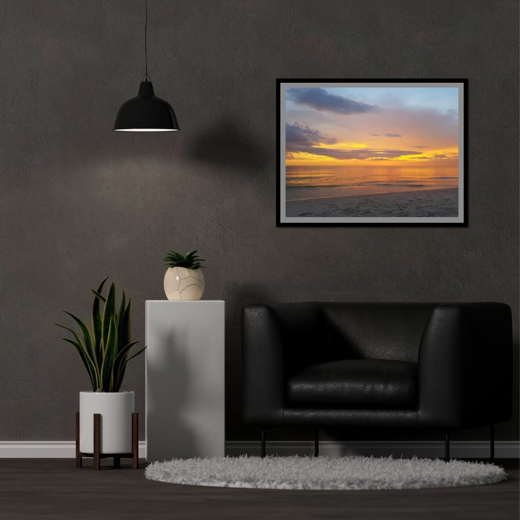 Peaceful Beach Scene with Sunset Reflection