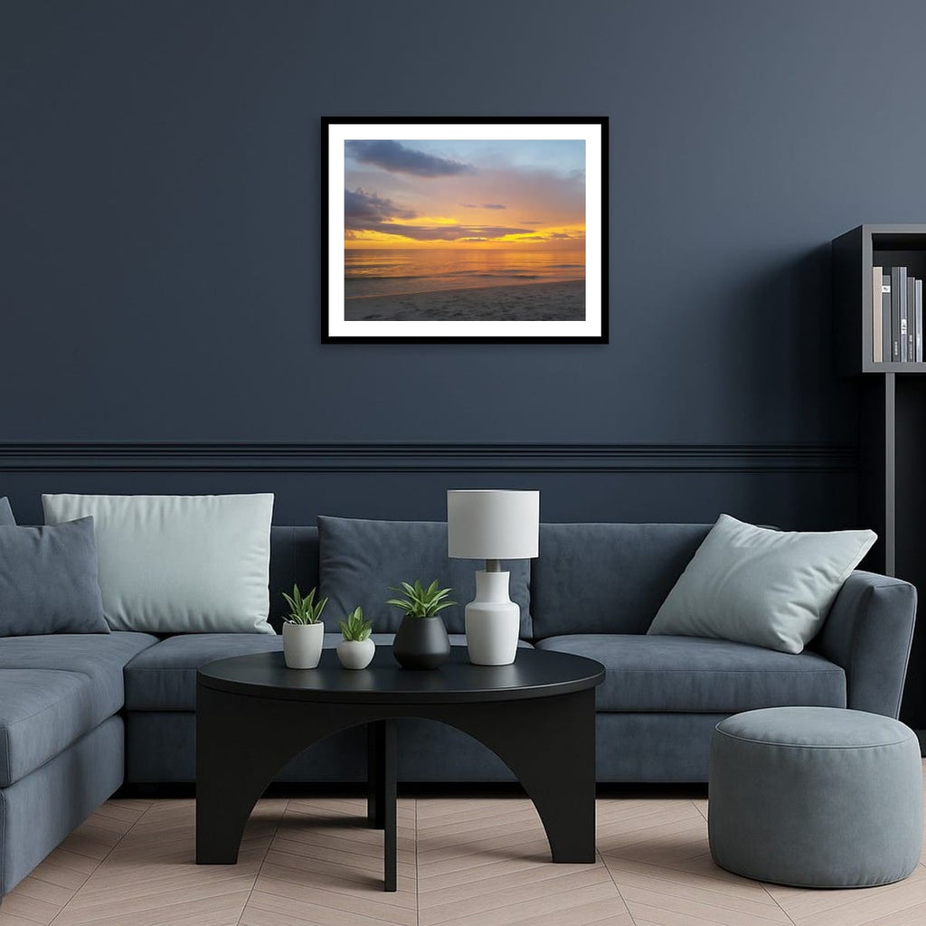 Peaceful Beach Scene with Sunset Reflection