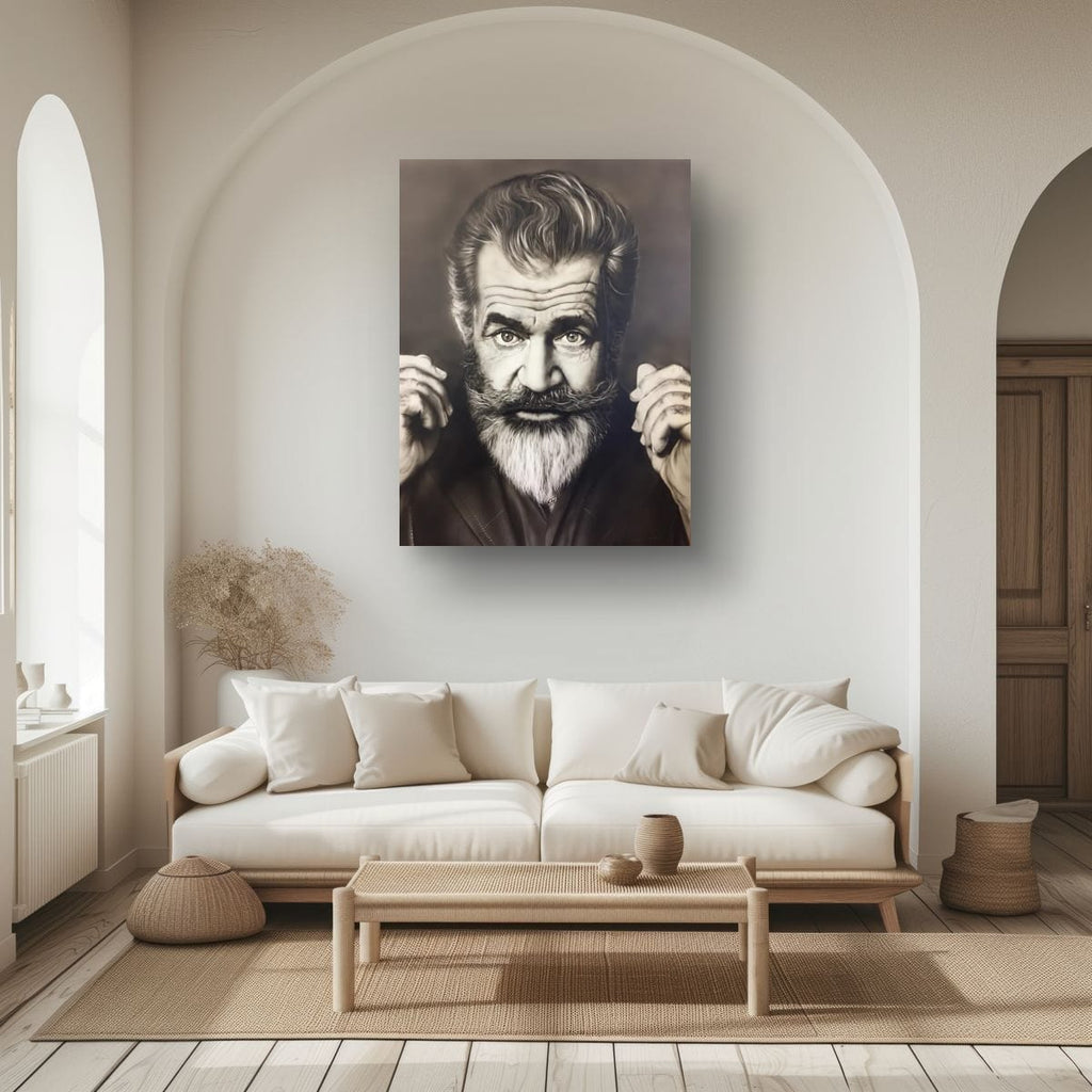 Artistic Monochrome Portrait of Distinguished Mel Gibson