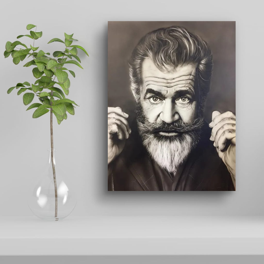 Artistic Monochrome Portrait of Distinguished Mel Gibson