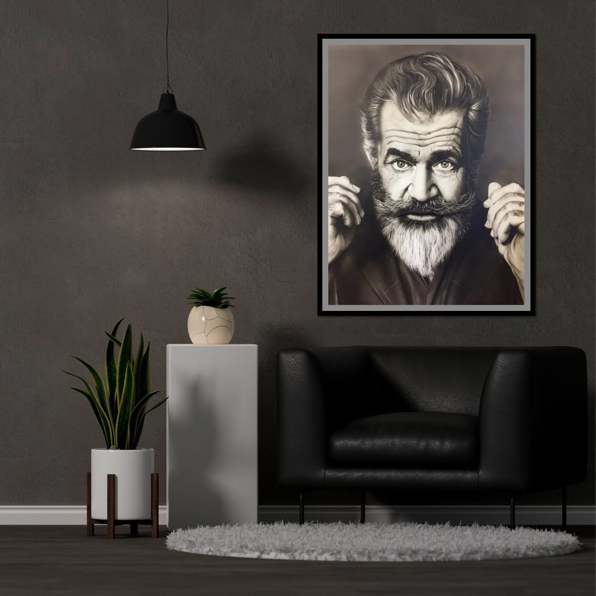 Artistic Monochrome Portrait of Distinguished Mel Gibson