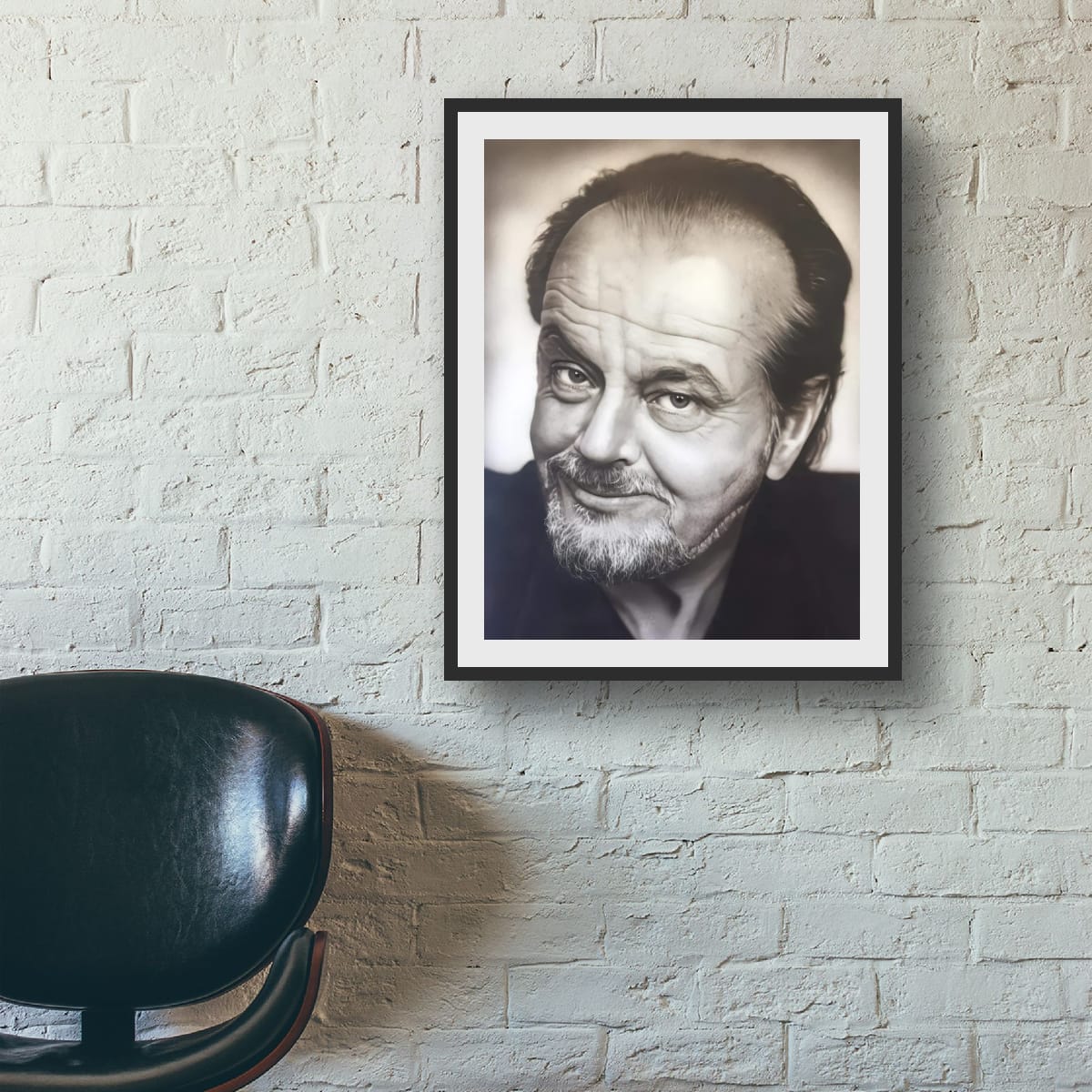 Timeless Monochrome Portrait with a Captivating Smile - Jack Nicholson