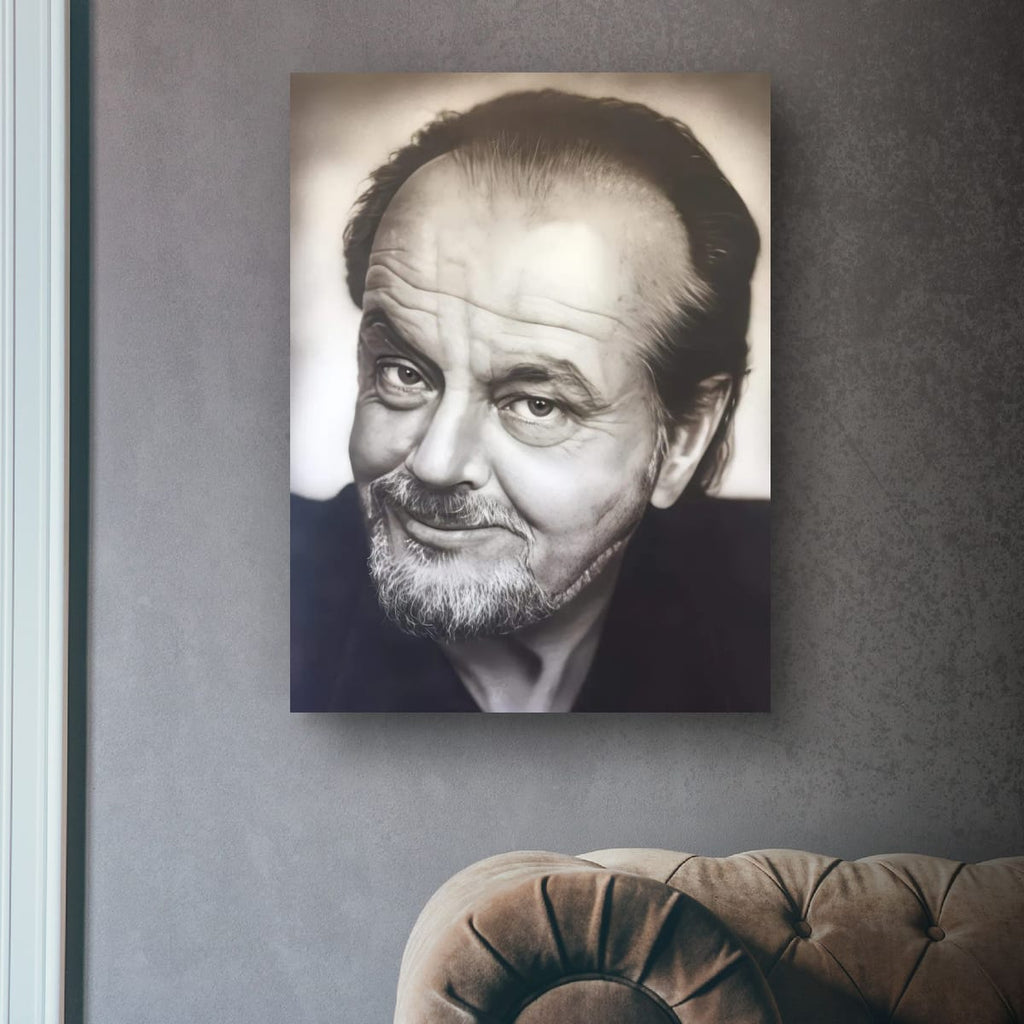 Timeless Monochrome Portrait with a Captivating Smile - Jack Nicholson
