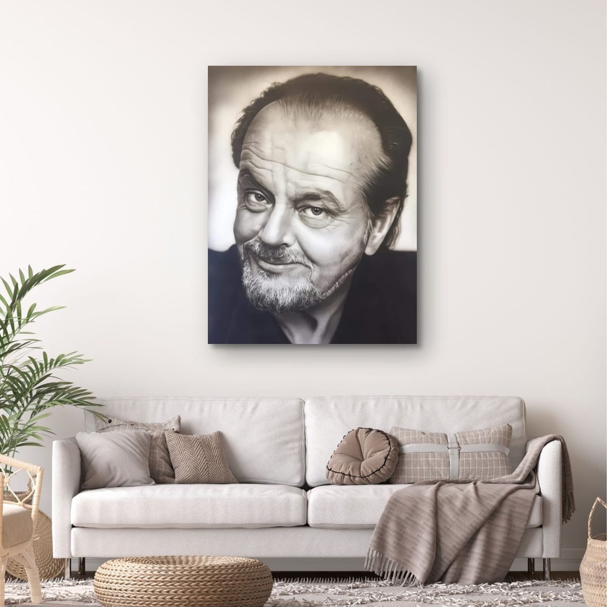 Timeless Monochrome Portrait with a Captivating Smile - Jack Nicholson