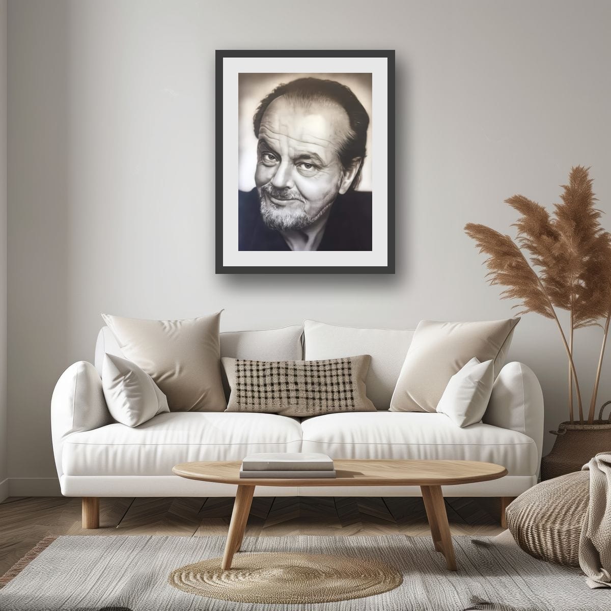 Timeless Monochrome Portrait with a Captivating Smile - Jack Nicholson