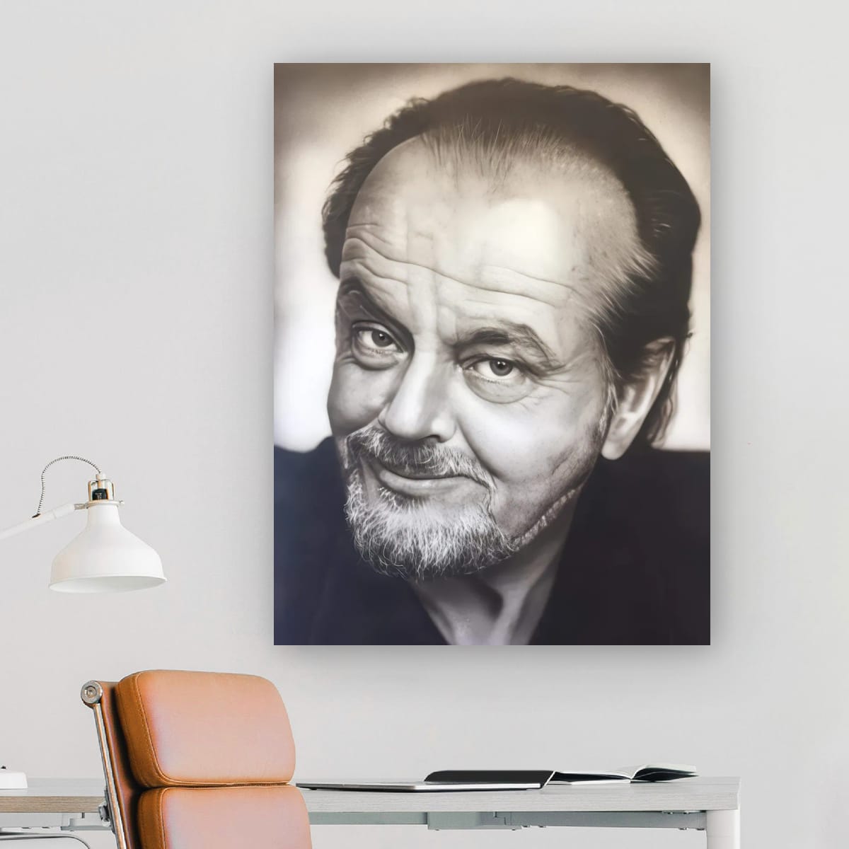 Timeless Monochrome Portrait with a Captivating Smile - Jack Nicholson
