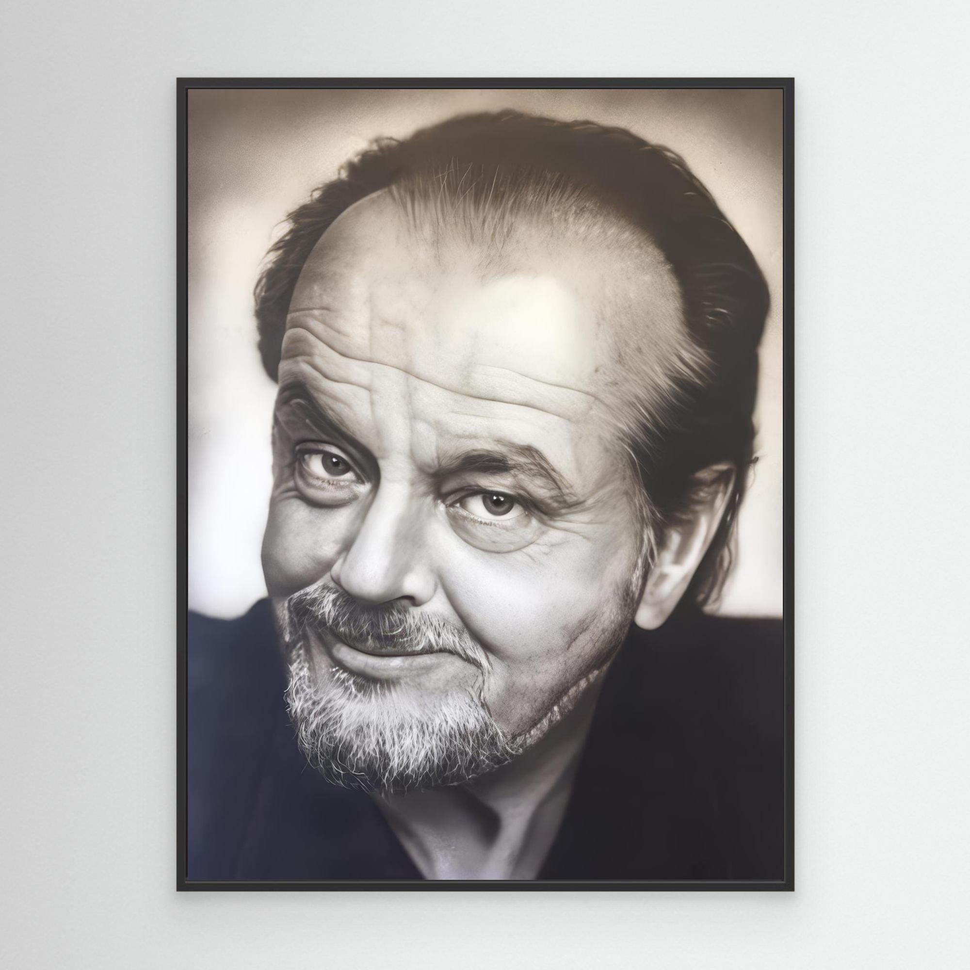 Timeless Monochrome Portrait with a Captivating Smile - Jack Nicholson Print