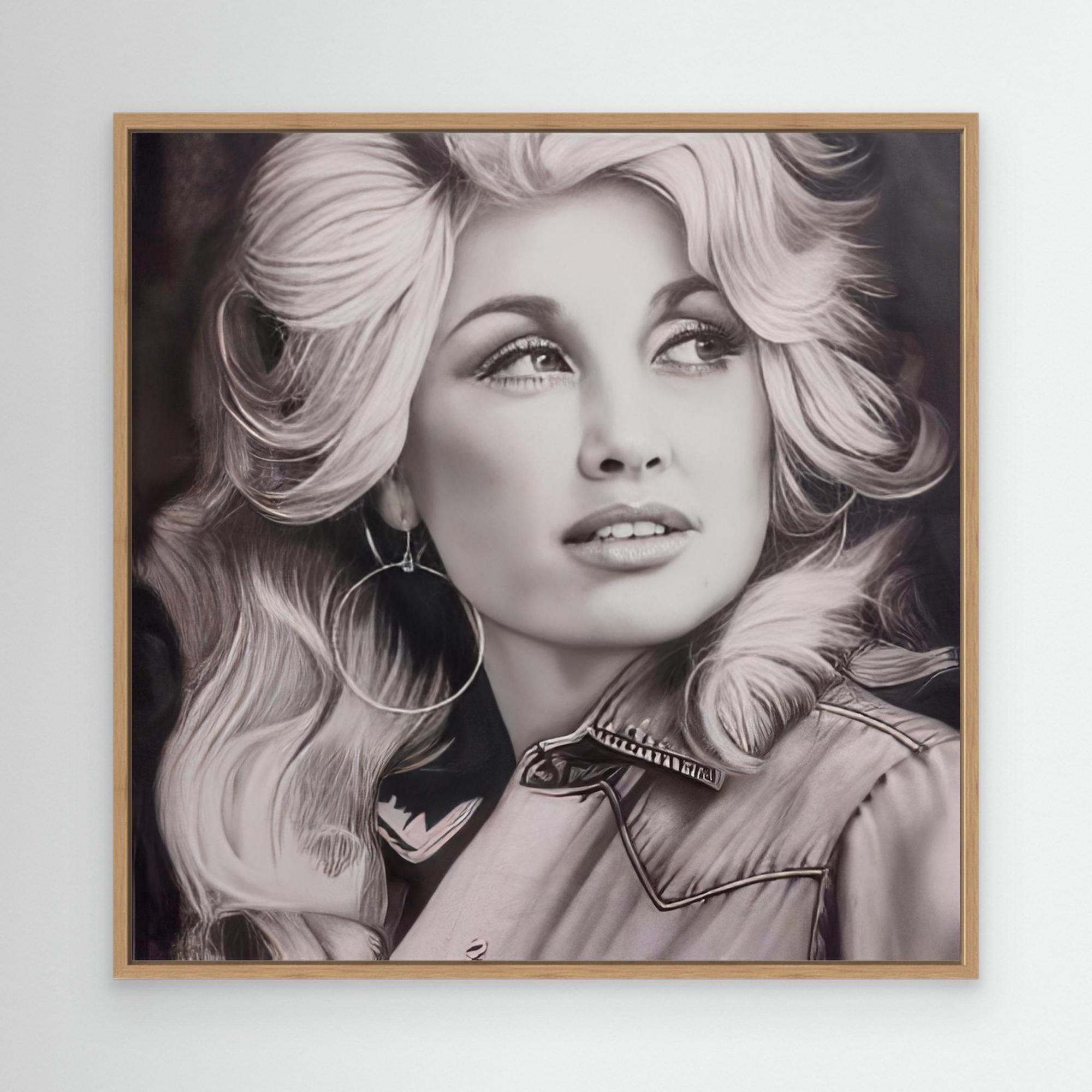 Reflections of Beauty: An Elegant Monochrome Portrait - Dolly Parton Print