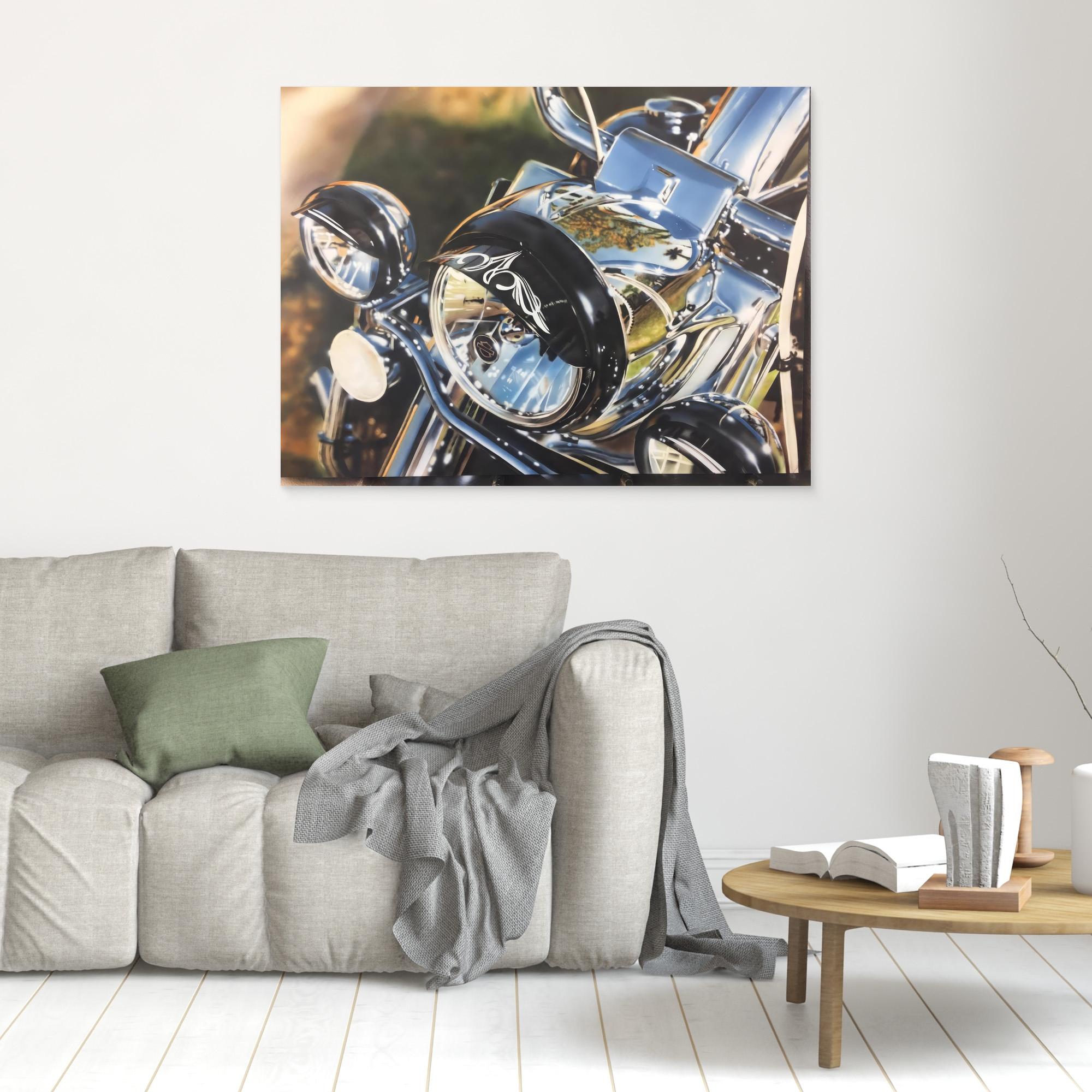 Vintage Motorcycle Art: Stunning Chrome Reflection Artwor