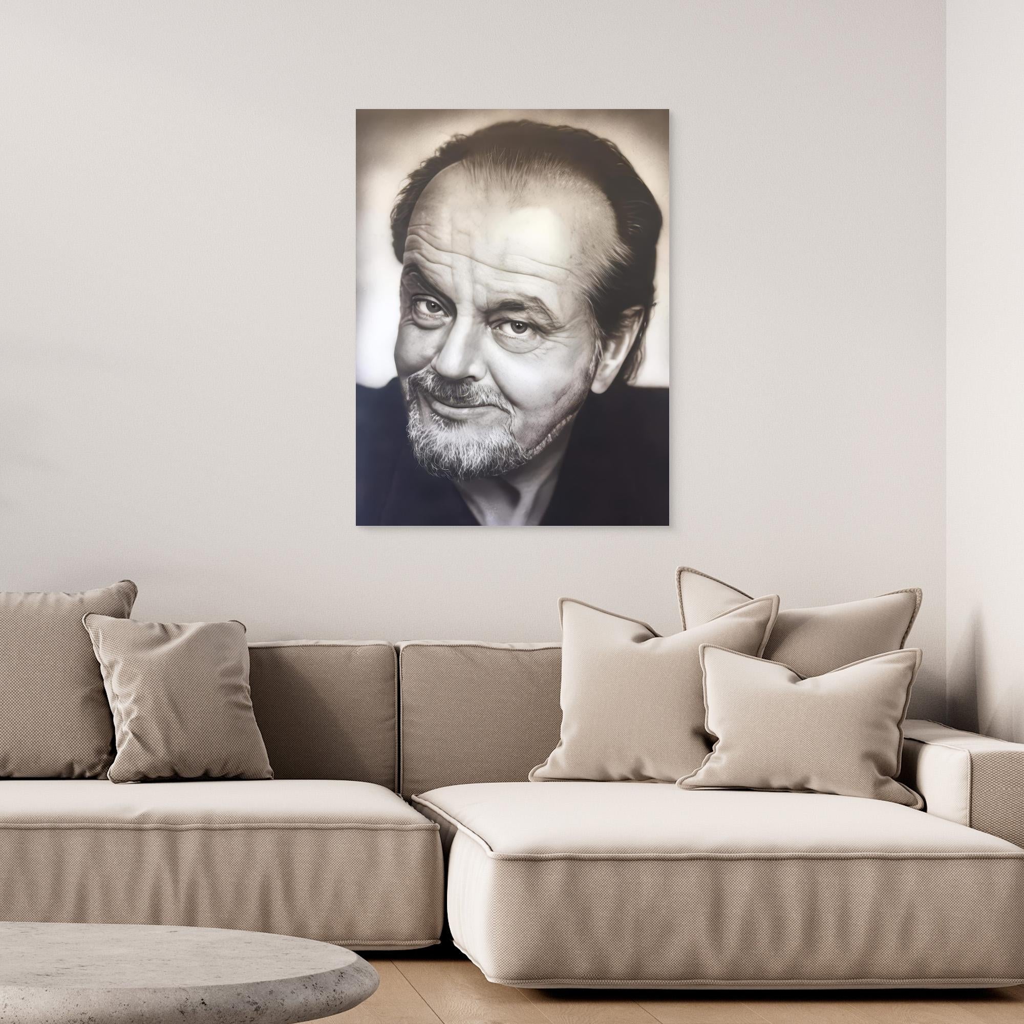 Timeless Monochrome Portrait with a Captivating Smile - Jack Nicholson Print