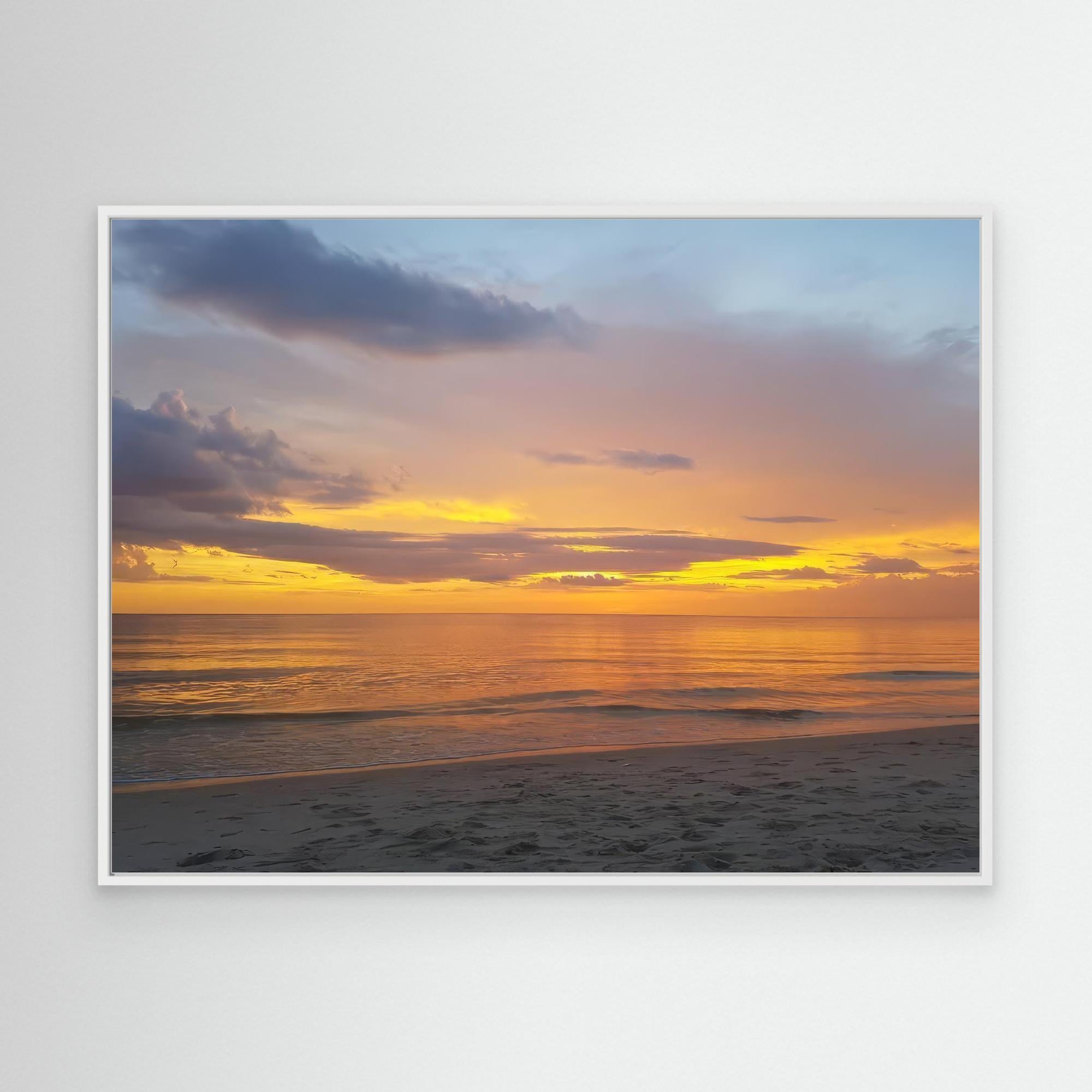 Peaceful Beach Scene with Sunset Reflection
