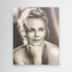 A Study in Monochrome: The Essence of Graceful Beauty - Charlize Theron Print