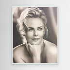 A Study in Monochrome: The Essence of Graceful Beauty - Charlize Theron Print