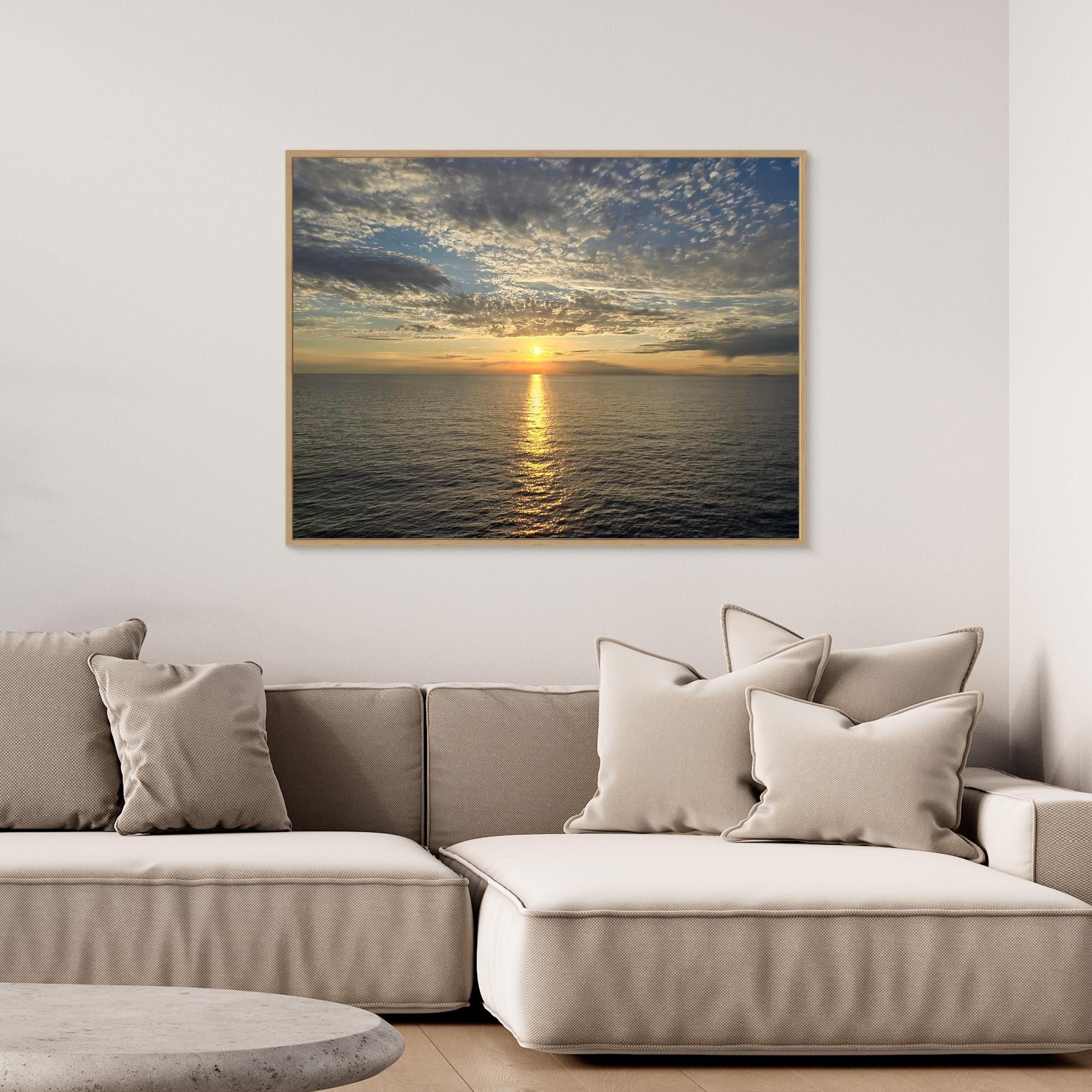 Beautiful Sunset Over Calm Sea: Serene Landscape Art