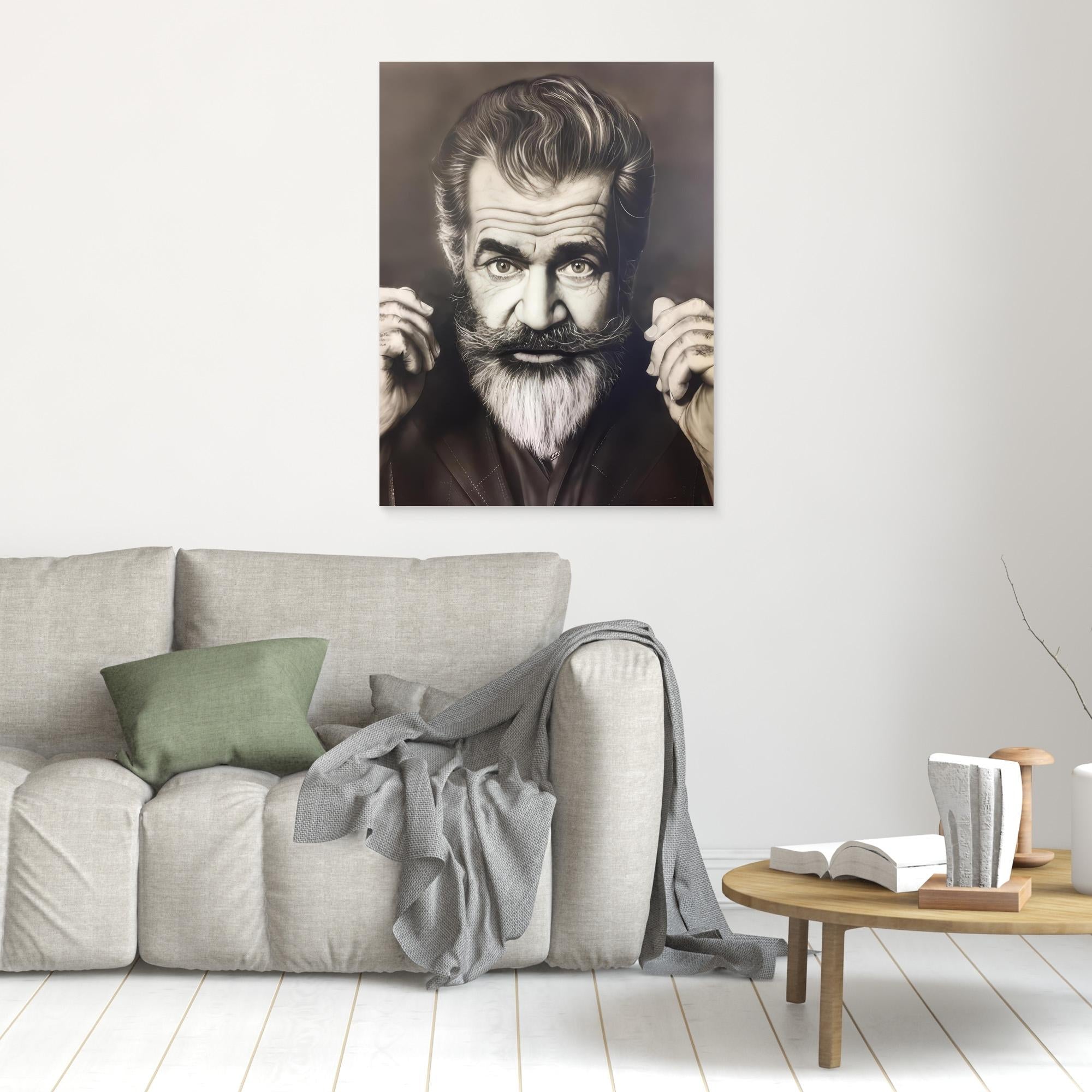 Artistic Monochrome Portrait of Distinguished Mel Gibson