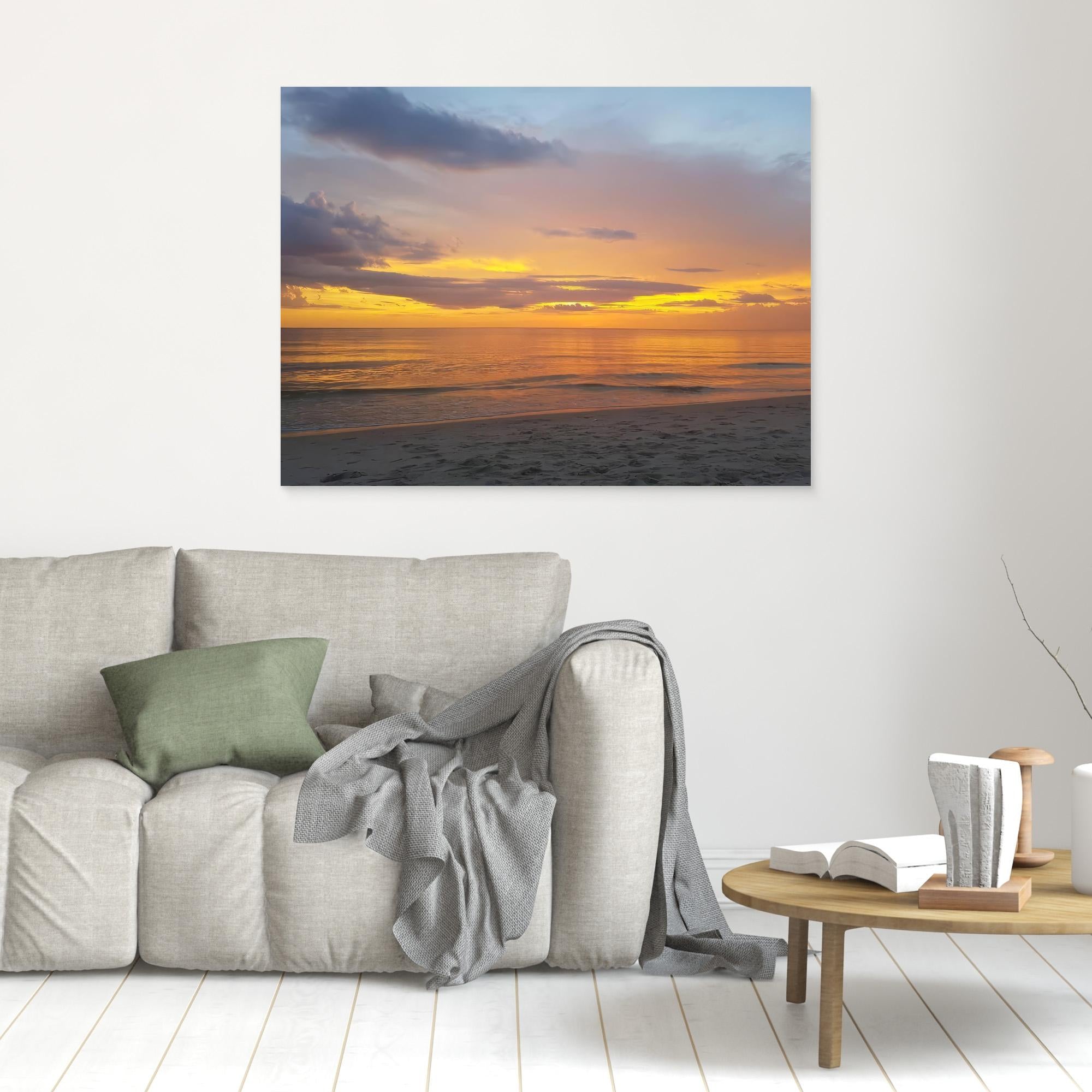 Peaceful Beach Scene with Sunset Reflection